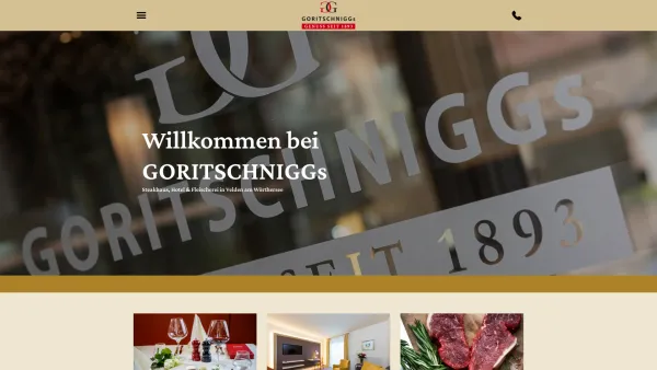 Website Screenshot: August Goritschnigg GORITSCHNIGGs Stadthotel Steakhaus Wurstsalon Fleischerei - GORITSCHNIGG – Steakhaus | Hotel | Fleischerei – Die Adresse in Velden am Wörthersee - Date: 2023-06-22 15:01:48
