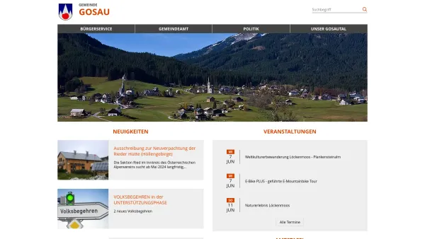 Website Screenshot: Gemeindeamt Gosau RiS-Kommunal - Gosau - GEM2GO WEB - Startseite - Date: 2023-06-14 10:40:15