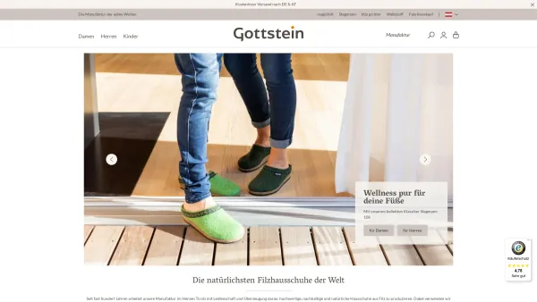 Website Screenshot: Gottstein GmbH & Co. KG - Gottstein: Dein Online Shop für nachhaltige Filzhausschuhe - Date: 2023-06-22 15:01:48