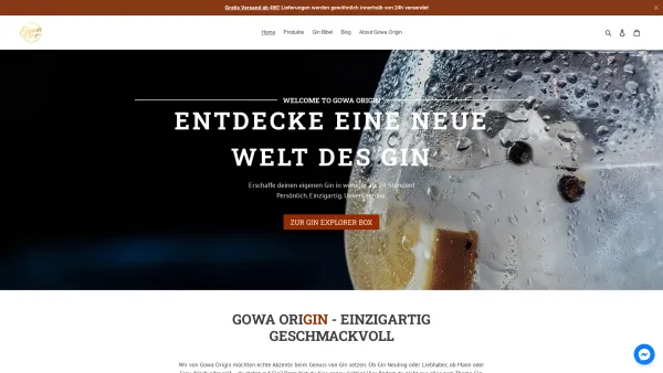 Website Screenshot: Dotcom Labs Gmbh - Entdecke eine einzigartige, neue Welt des Gins! – Gowa Origin - Date: 2023-06-26 10:26:22