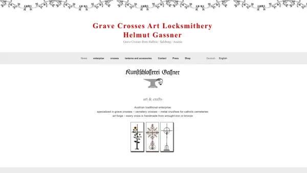 Website Screenshot: Kunstschlosserei Gassner KEG - home - Grave Crosses Art Locksmithery Helmut Gassner - Date: 2023-06-22 15:01:48