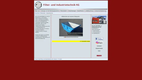 Website Screenshot: Ing. W. Gräf Filter und Industrietechnik KG - Filtertechnik - Industrietechnik - Date: 2023-06-22 15:01:48