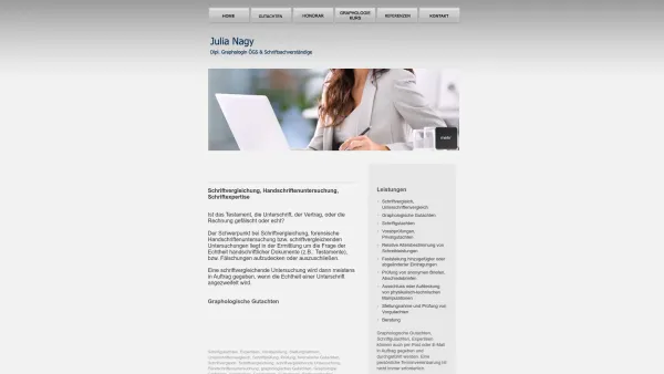 Website Screenshot: Graphologie graphologisches Gutachten Graphology Grafologia - Graphologie - Julia Nagy, Graphologische Gutachten, Schriftvergleich - Date: 2023-06-22 15:12:00