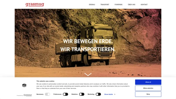 Website Screenshot: Grasmug GesmbH - Grasmug – Erdbau und Transporte – Wir bewegen Erde. Wir transportieren. - Date: 2023-06-15 16:02:34