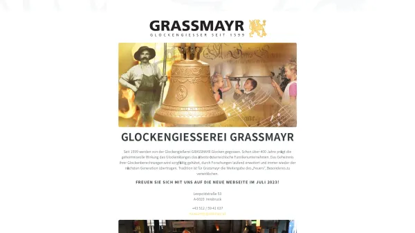 Website Screenshot: J. Grassmayr GmbH & Co KG - Grassmayr - Glockengießerei seit 1599 - Date: 2023-06-22 15:12:00
