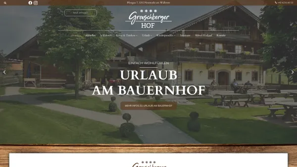 Website Screenshot: Greischberger Hof Urlaub am Bio Bauernhof Neumarkt am Wallersee - Urlaub am Bauernhof Salzburg | Flachgau - Date: 2023-06-22 15:01:52