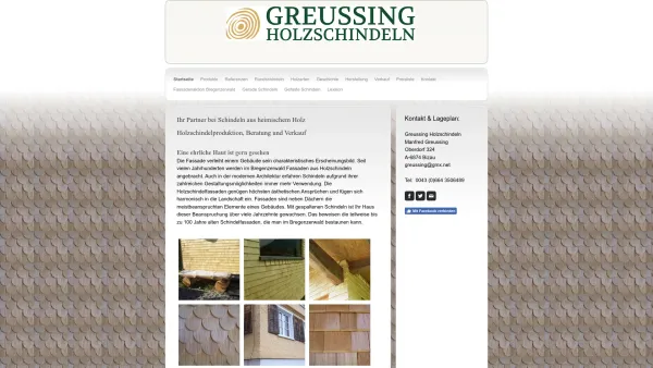 Website Screenshot: Greussing Holzschindeln - Schindeln aus Fichte & Weißtanne - Greussing Holzschindeln - Date: 2023-06-15 16:02:34