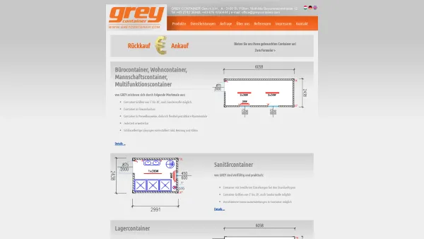 Website Screenshot: Grey Container GmbH - Bürocontainer, Wohncontainer, Lagercontainer, Mietcontainer, Mobile Raumlösungen, Containerhandel - GREY Container - Date: 2023-06-22 15:01:52