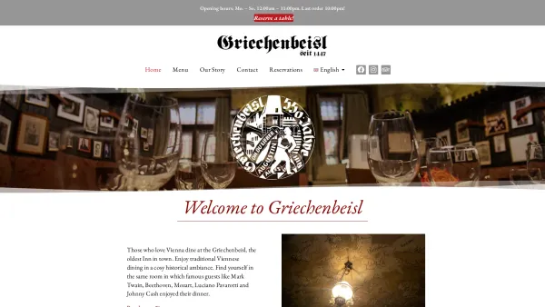 Website Screenshot: Griechenbeisl since 1447 Vienna’s oldest inn www.griechenbeisl.at - Home - Griechenbeisl - Date: 2023-06-22 15:01:52