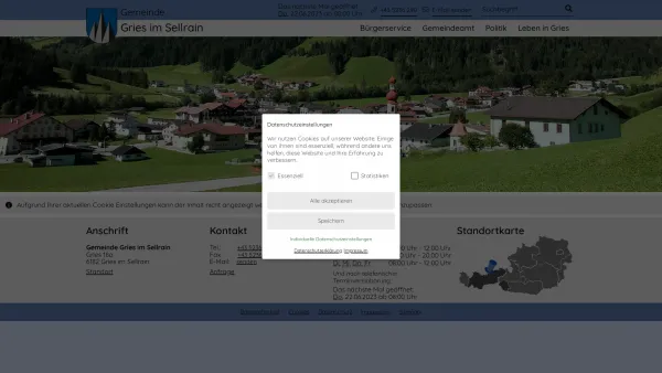 Website Screenshot: Gemeindeamt Gries im Gries Sellra RiS-Kommunal - Gemeinde Gries im Sellrain - Startseite - Date: 2023-06-22 15:01:52