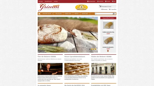 Website Screenshot: Arthur Grimm e.U. Spezialitätenbäckerei Grimm - Bäckerei Arthur GRIMM e.U. - Date: 2023-06-15 16:02:34