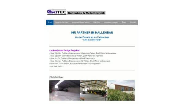 Website Screenshot: GRITEC Hallenbau & Metalltechnik e.U. - GRITEC Hallenbau - Hallenbau - Date: 2023-06-22 15:01:52