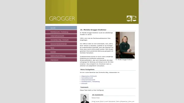 Website Screenshot: Dr. Michèle Grogger-Endlicher - Dr. Grogger-Endlicher - Rechtsanwältin und Scheidungsanwältin in Wien - Date: 2023-06-15 16:02:34