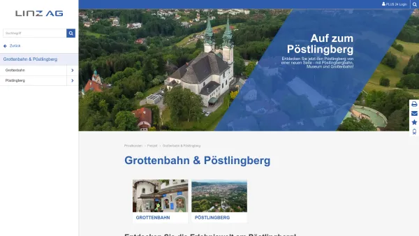 Website Screenshot: LINZ AG LINZ AG LINIEN Freizeit und Tourismus Grottenbahn - Pöstlingbergbahn & Grottenbahn - Date: 2023-06-22 15:13:43