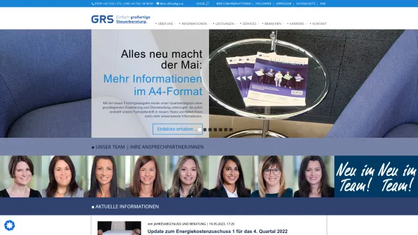 Website Screenshot: GRS Steuerberatung - Home | GRS Steuerberatung | Wirtschaftsprüfung - Date: 2023-06-26 10:26:22