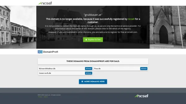 Website Screenshot: MANFRED GRUBBAUER AUFZÜGE GRUBBAUER AUFZÜGE - This domain has been registered for a customer by nicsell - Date: 2023-06-14 10:40:18