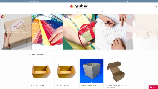 Website Screenshot: Gruber Kartonagagen GmbH - Kartonagen, Kartonverpackungen, und Kartons vom Hersteller - Date: 2023-06-14 10:36:56