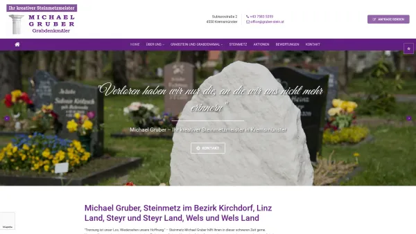 Website Screenshot: Michael Gruber - Steinmetz Bezirk Kirchdorf, Steyr und Steyr Land, Wels und Wels Land und Linz Land - Date: 2023-06-14 10:40:18