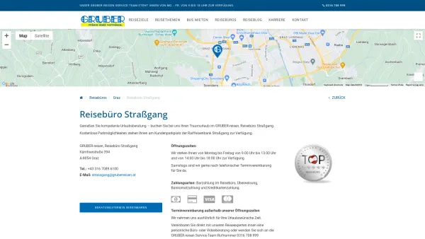 Website Screenshot: GRUBER Reisen, Reisebüro Straßgang - <p>Reisebüro Straßgang</p> - Date: 2023-06-15 16:02:34