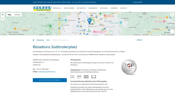 Website Screenshot: GRUBER Reisen, Reisebüro Südtirolerplatz - <p>Reisebüro Südtirolerplatz</p> - Date: 2023-06-22 15:13:43