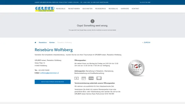 Website Screenshot: GRUBER Reisen, Reisebüro Wolfsberg - <p>Reisebüro Wolfsberg</p> - Date: 2023-06-15 16:02:34