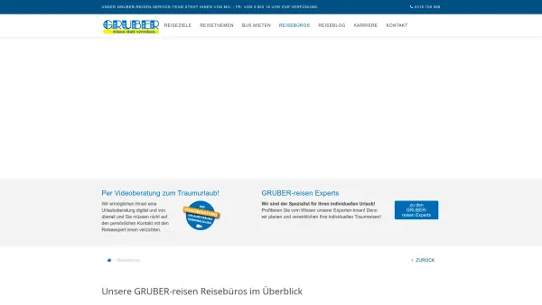 Website Screenshot: GRUBER Reisen, Reisebüro Bruck an der Mur - Reisebüros in Österreich - Date: 2023-06-15 16:02:34