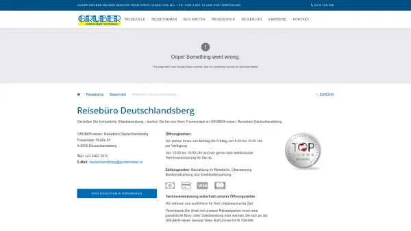 Website Screenshot: GRUBER Reisen, Reisebüro Deutschlandsberg - <p>Reisebüro Deutschlandsberg</p> - Date: 2023-06-15 16:02:34
