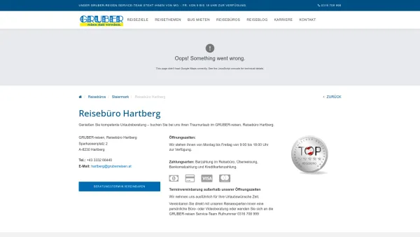 Website Screenshot: GRUBER Reisen, Reisebüro Hartberg - <p>Reisebüro Hartberg</p> - Date: 2023-06-15 16:02:34