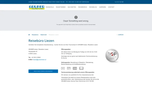 Website Screenshot: GRUBER Reisen, Reisebüro Liezen - <p>Reisebüro Liezen</p> - Date: 2023-06-15 16:02:34