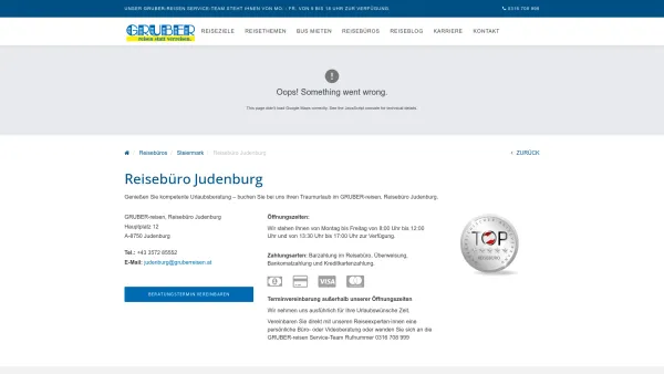 Website Screenshot: GRUBER Reisen, Reisebüro Judenburg - <p>Reisebüro Judenburg</p> - Date: 2023-06-22 15:13:43