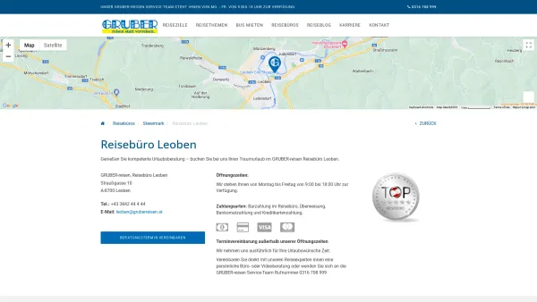Website Screenshot: GRUBER Reisen, Reisebüro Leoben - <p>Reisebüro Leoben</p> - Date: 2023-06-26 10:26:22