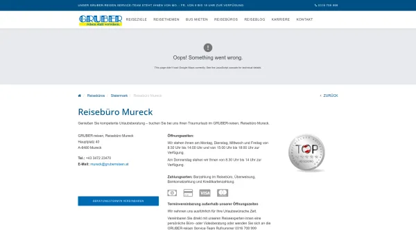 Website Screenshot: GRUBER Reisen, Reisebüro Mureck - <p>Reisebüro Mureck</p> - Date: 2023-06-22 15:13:43