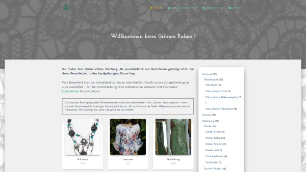 Website Screenshot: Mag. Sonja Tauber, Gruener Rabe, Spitzenkunst zum Anziehen - Gruener Rabe – Spitzenkunst zum Anziehen - Date: 2023-06-22 15:01:57