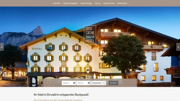 Website Screenshot: Hotel "Zum Grünen Baum"**** - Hotel in Ehrwald • Der Grüne Baum • in der Tiroler Zugspitz Arena - Date: 2023-06-22 15:01:57