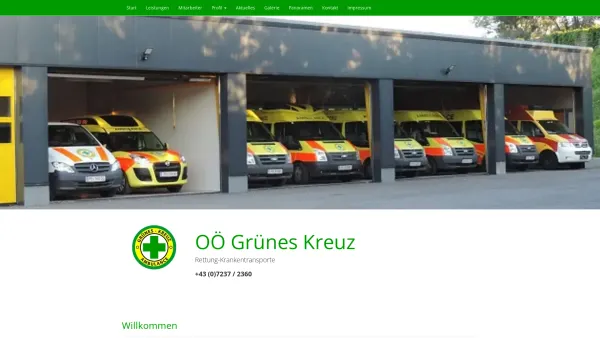 Website Screenshot: Grünes Kreuz Luftenberg Ambulance Krankentransporte Liegend Sitzend und Taxi Europa-Rückholdienst Inhaber Oskar Hofer - Start (OÖ Grünes Kreuz Rettung-Krankentransporte + 43 7237/ 2360 FAX: +43 7237/ 2360 3) - Date: 2023-06-22 15:01:57