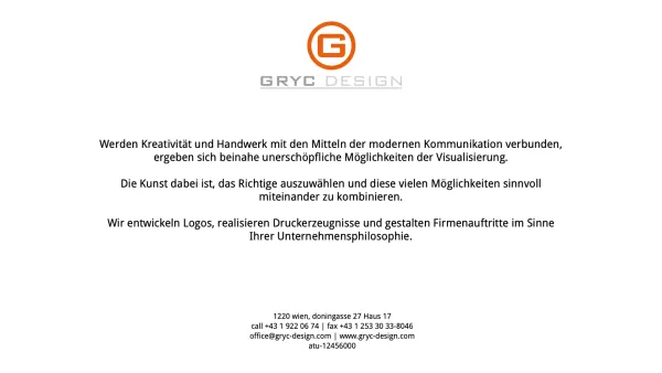 Website Screenshot: Gryc Werbung & Design - Homepage - Date: 2023-06-22 15:01:57