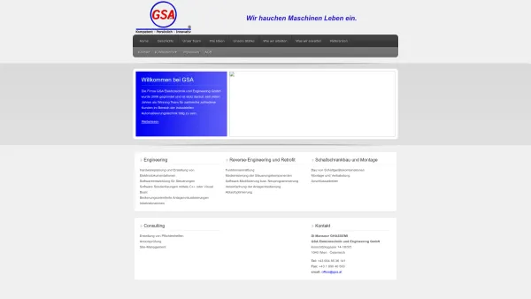 Website Screenshot: GSA Elektrotechnik und Engineering GmbH - Elektrotechnik, Automatisierungstechnik und Schaltschrankbau - GSA - Date: 2023-06-22 15:01:57