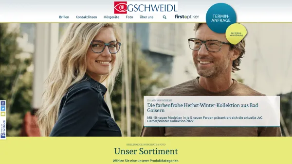 Website Screenshot: Augenoptik Gschweidl - Startseite - FirstOptiker Gschweidl - Date: 2023-06-22 15:01:57