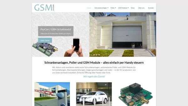 Website Screenshot: GSM Systems Schrankenanlagen, Poller & GSM Module, Wien - Schrankenanlagen, Poller & GSM Module - GSM Systems, Wien - Date: 2023-06-26 10:26:22