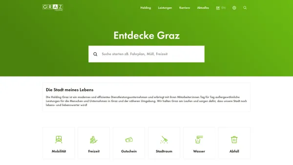 Website Screenshot: Stadtwerke Graz AG - Entdecke Graz - Holding Graz - Date: 2023-06-22 15:01:57