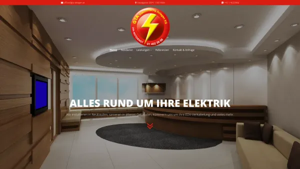 Website Screenshot: GTA Elektronische Anlagen KG - GTA - Ihr Elektriker in 1180 Wien - Date: 2023-06-26 10:26:22