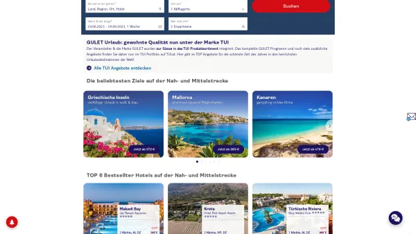 Website Screenshot: Gulet Touristik - GULET Urlaub - Pauschalreisen, Last Minute, Hotels | TUI.at - Date: 2023-06-22 15:13:43