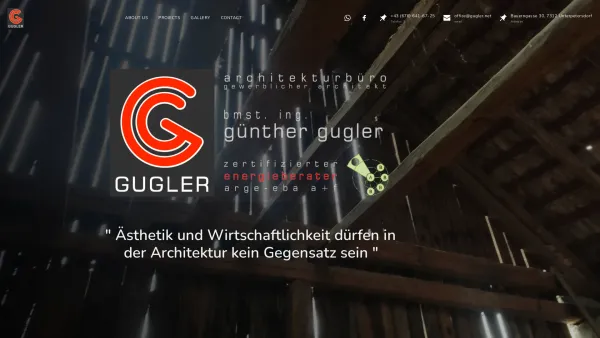 Website Screenshot: Architekturbüro, gewerblicher Architekt, Baumeister Ing. Günther Gugler - architekturbüro gugler - Date: 2023-06-15 16:02:34
