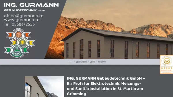 Website Screenshot: Ing. Gurmann Haustechnik GesmbH CO Gurmann 1 of 10 - Ing. Gurmann Gebäudetechnik | St. Martin am Grimming | Elektrotechnik - Date: 2023-06-22 15:12:04