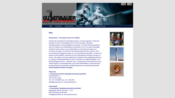 Website Screenshot: L.Gussenbauer & Sohn Spezialbauunternehmung GmbH. - Feuerfestbau | Gussenbauer - Feuerfeste Systeme und Lösungen - Date: 2023-06-15 16:02:34