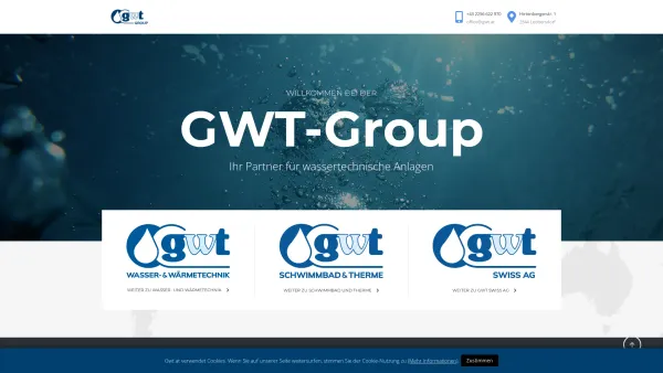 Website Screenshot: GWT - Gesellschaft für Wasser- und Wärmetechnik GmbH - Home - GWT Group - Date: 2023-06-22 15:02:01