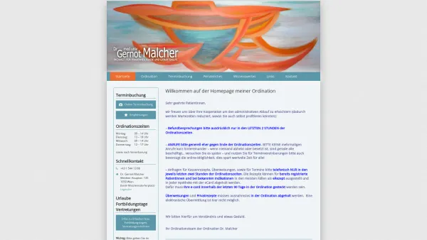 Website Screenshot: Dr. Gernot Malcher Facharzt für Frauenheilkunde und Geburtshilfe - Willkommen auf meiner Ordinationshomepage - Dr. Gernot Malcher - Date: 2023-06-22 15:02:01