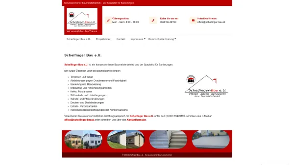 Website Screenshot: Fa. H. Hovezak Baumeisterbetrieb. Spezialist für Sanierungen - Scheifinger Bau e.U. - Konz. Baumeisterbetrieb - Date: 2023-06-22 15:02:01