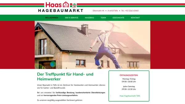 Website Screenshot: Hubert Haas, Baumaterialien GmbH & Co KG - Haas Hagebaumarkt Telfs in Tirol - Date: 2023-06-14 10:40:21