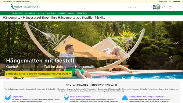 Website Screenshot: Hängematten Outlet - Hängematten & Hängesessel Outlet ✅ Hängematte Kaufen? TOP Preise Riesen Auswahl - Date: 2023-06-22 15:15:49